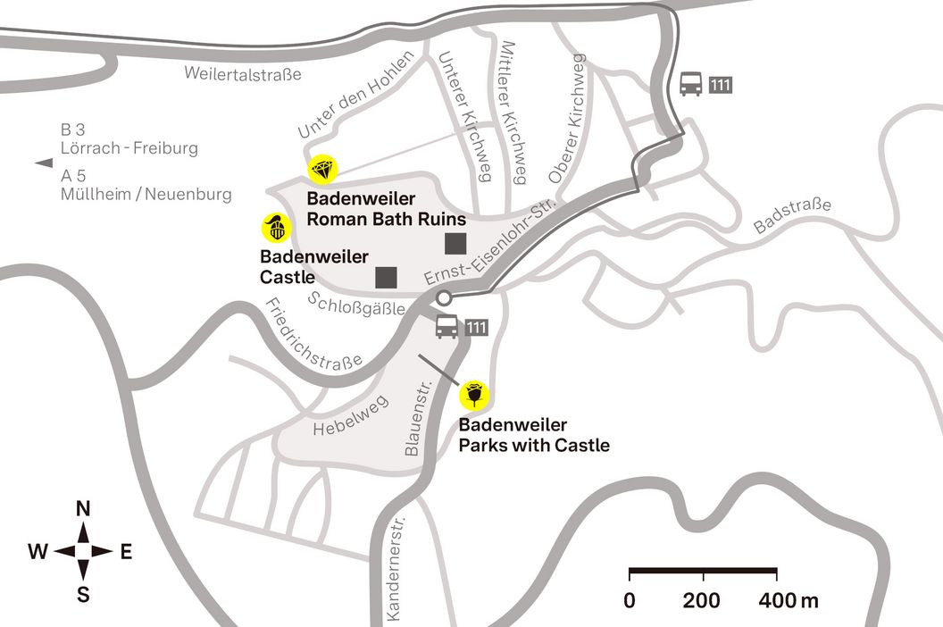 journey description: Badenweiler Castle, illustration: Staatliche Schlösser und Gärten Baden-Württemberg, JUNG:Kommunikation